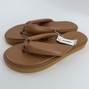 Old Navy Womens Taupe‎ Padded Flatform Thong Sandals Knot Detail Size 10 NEW